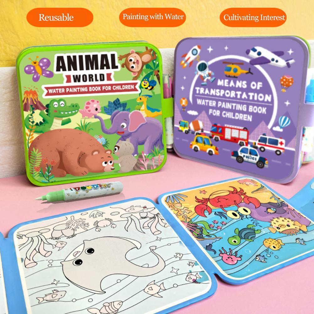 Reusable Water Magic Coloring Book - Çocuklar İçin Katlanabilir Su Boyama Kitabı,