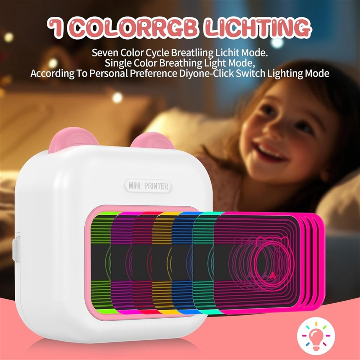 Mini Etiket Yazıcısı RGB Işık  - Mini Pocket Thermal Printer Paper Roll incelemesi ve fiyatı