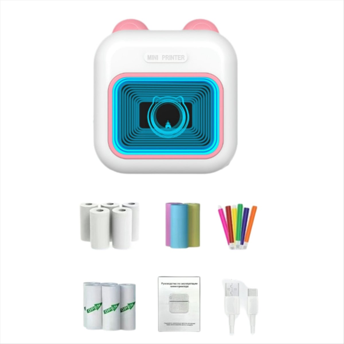 Mini Etiket Yazıcısı RGB Işık  - Mini Pocket Thermal Printer Paper Roll incelemesi ve fiyatı