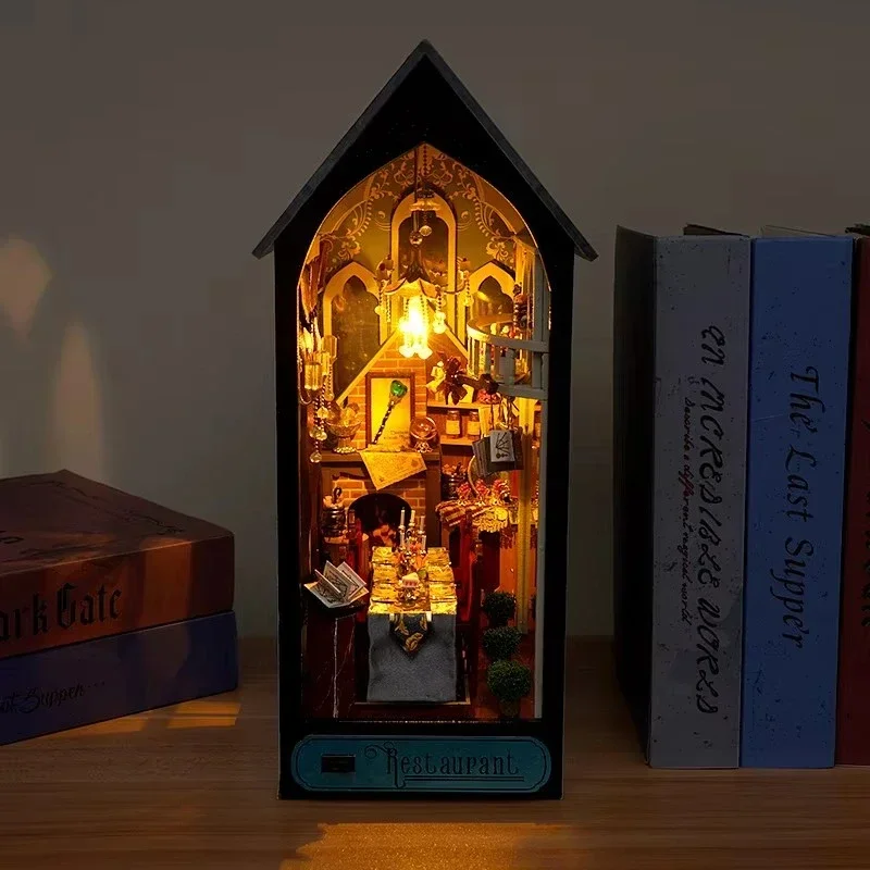 Sihirli Restoran Kitaplık Ev D - Diy Wooden Book Nook Kit Shelf Insert incelemesi ve fiyatı